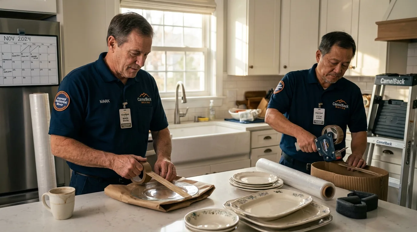 Professional crew packing kitchen dishware in Jasper, FL